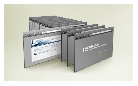 web:design | Beispiel 6 von 7<br>Client: Achilles Real Estate Development GmbH<br> Konzeption | Fotografie | Pagedesign | Programmierung | © 2003<br><br>